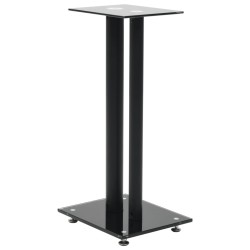 vidaXL Soportes altavoz vidrio templado diseño 2 pilares negro 2 uds
