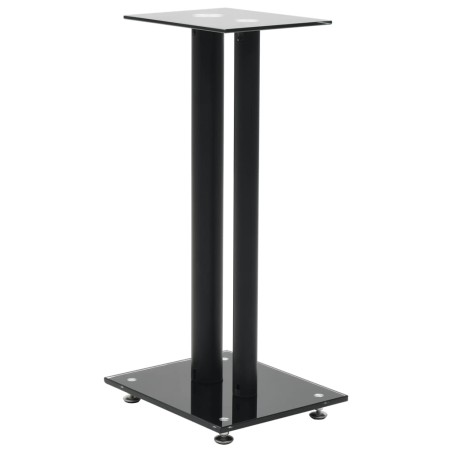 vidaXL Soportes altavoz vidrio templado diseño 2 pilares negro 2 uds