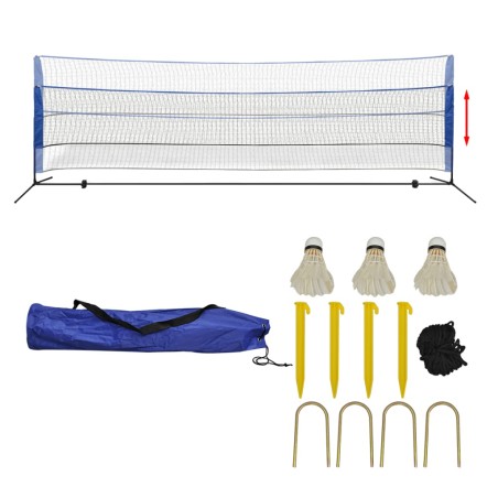 vidaXL Red de bádminton con volantes 500x155 cm