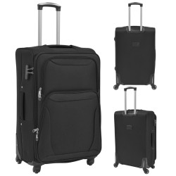 vidaXL Juego de 3 maletas blandas negro