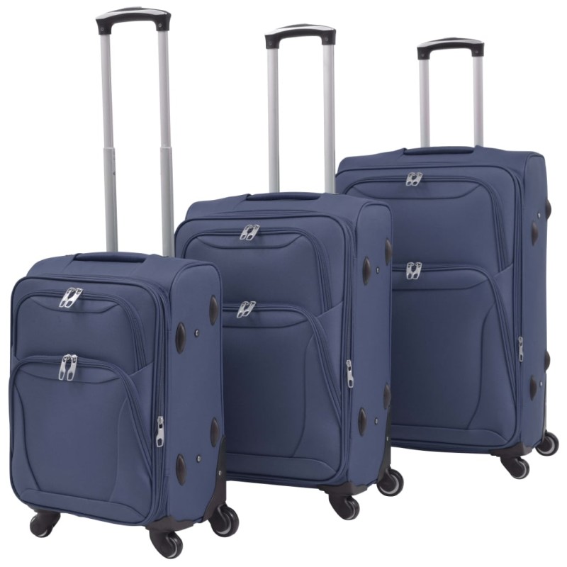 vidaXL Juego de 3 maletas blandas azul marino vidaXL Juego de 3 maletas blandas azul marino