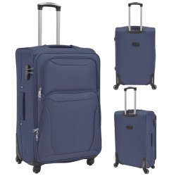 vidaXL Juego de 3 maletas blandas azul marino