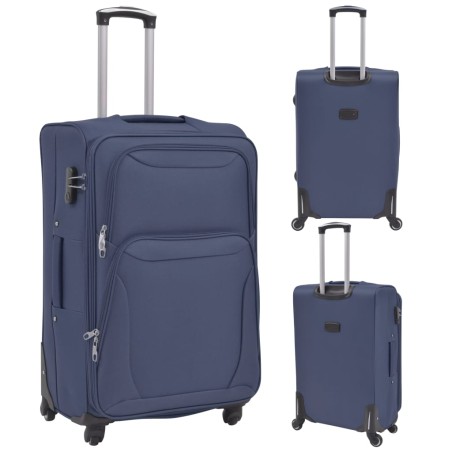 vidaXL Juego de 3 maletas blandas azul marino
