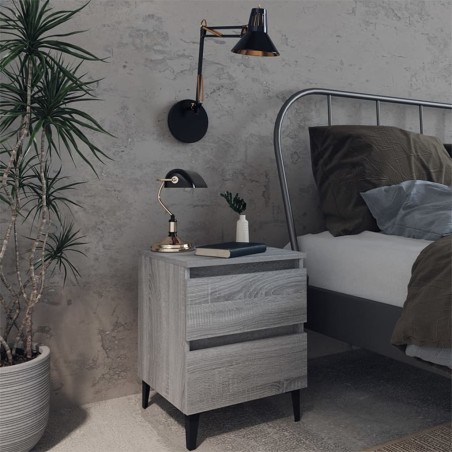 vidaXL Mesita de noche con patas de metal gris Sonoma 40x35x50 cm