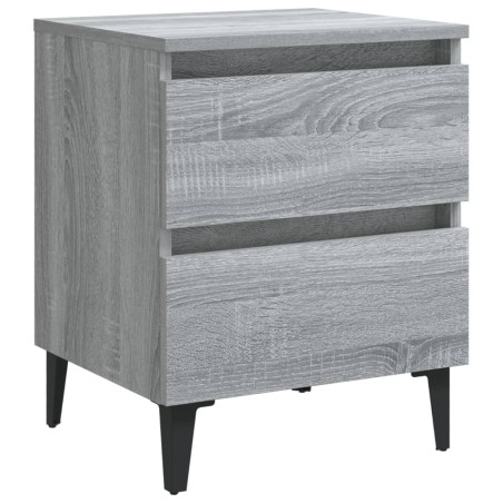 vidaXL Mesita de noche con patas de metal gris Sonoma 40x35x50 cm