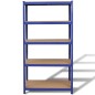 vidaXL Estantería almacenaje 5 niveles azul madera ingeniería acero vidaXL Estantería almacenaje 5 niveles azul madera ingeniería acero
