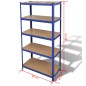vidaXL Estantería almacenaje 5 niveles azul madera ingeniería acero vidaXL Estantería almacenaje 5 niveles azul madera ingeniería acero