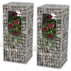 vidaXL Cesta poste/jardinera de gaviones 2 unidades acero 50x50x120 cm