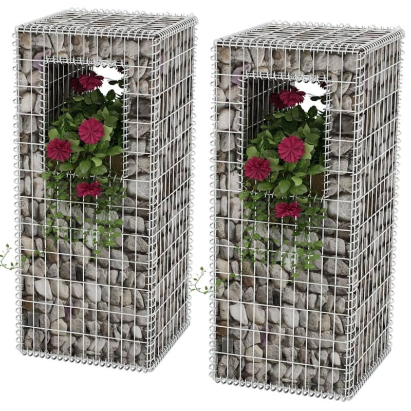 vidaXL Cesta poste/jardinera de gaviones 2 unidades acero 50x50x120 cm vidaXL Cesta poste/jardinera de gaviones 2 unidades acero 50x50x120 cm