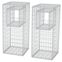 vidaXL Cesta poste/jardinera de gaviones 2 unidades acero 50x50x120 cm