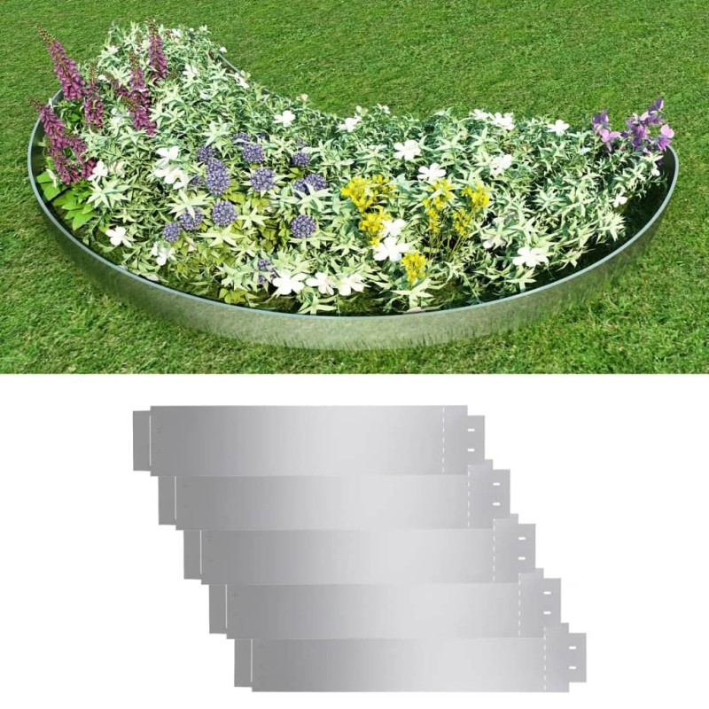 vidaXL Cercas para el césped 5 piezas acero galvanizado 100x20 cm 