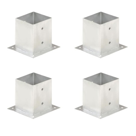 vidaXL Anclajes para postes 4 unidades metal galvanizado 121 mm