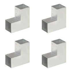 vidaXL Conectores de postes en L 4 uds metal galvanizado 91x91 mm