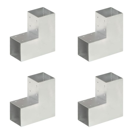 vidaXL Conectores de postes en L 4 uds metal galvanizado 91x91 mm