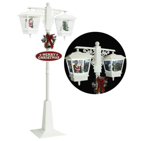 vidaXL Farola de Navidad con Papá Noel PVC blanco y rojo 81x40x188 cm