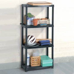 vidaXL Estante de almacenaje 4 niveles negro plástico 61x30,5x130 cm 