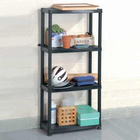 vidaXL Estante de almacenaje 4 niveles negro plástico 61x30,5x130 cm 