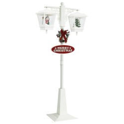 vidaXL Farola de Navidad con Papá Noel PVC blanco y rojo 81x40x188 cm