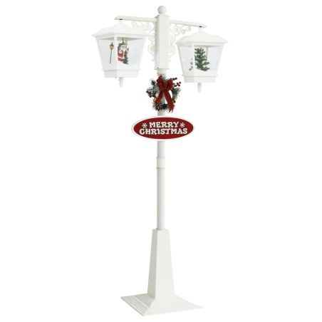 vidaXL Farola de Navidad con Papá Noel PVC blanco y rojo 81x40x188 cm