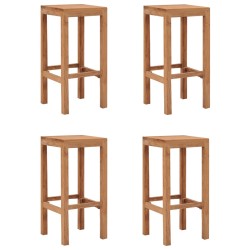 vidaXL Taburetes de barra de cocina 4 unidades madera maciza de teca