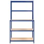 vidaXL Mesa de trabajo con estantes 5 niveles madera y acero azul