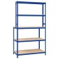 vidaXL Mesa de trabajo con estantes 5 niveles madera y acero azul