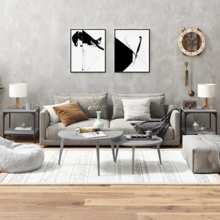 vidaXL Mesas auxiliares 2 uds contrachapada gris Sonoma 40x40x40 cm
