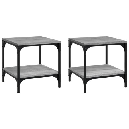 vidaXL Mesas auxiliares 2 uds contrachapada gris Sonoma 40x40x40 cm