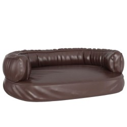 vidaXL Cama para perros de espuma cuero sintético marrón 60x42 cm
