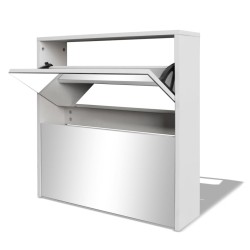 vidaXL Mueble zapatero 2 niveles y espejo blanco 63x17x67 cm