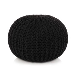 vidaXL Puf tejido a mano 50x35 cm algodón negro