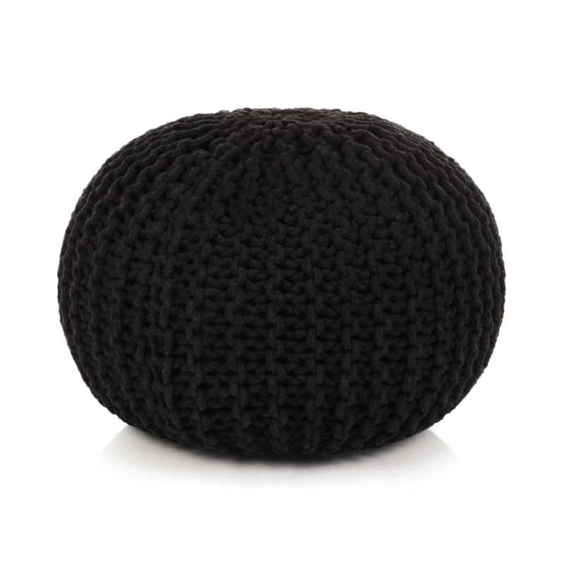 vidaXL Puf tejido a mano 50x35 cm algodón negro vidaXL Puf tejido a mano 50x35 cm algodón negro