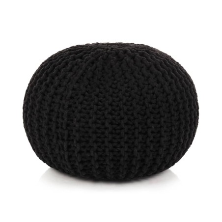 vidaXL Puf tejido a mano 50x35 cm algodón negro