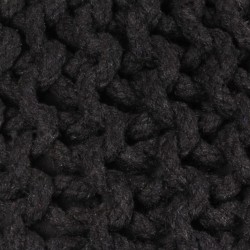 vidaXL Puf tejido a mano 50x35 cm algodón negro