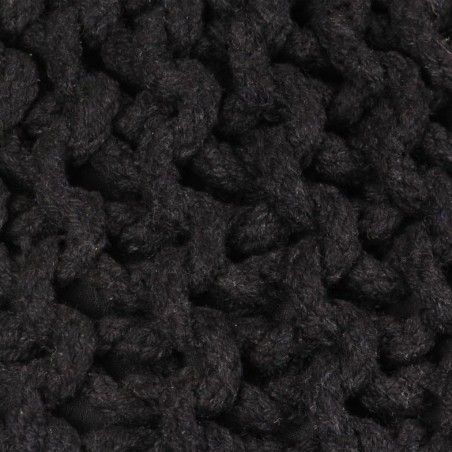 vidaXL Puf tejido a mano 50x35 cm algodón negro