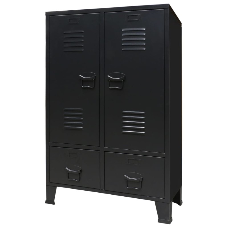 vidaXL Armario metálico de estilo industrial 67x35x107 cm negro vidaXL Armario metálico de estilo industrial 67x35x107 cm negro