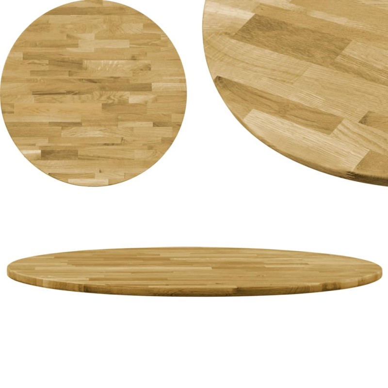 vidaXL Superficie de mesa redonda madera maciza de roble 23 mm 700 mm vidaXL Superficie de mesa redonda madera maciza de roble 23 mm 700 mm
