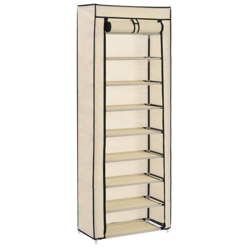vidaXL Mueble zapatero de tela con funda color crema 57x29x162 cm vidaXL Mueble zapatero de tela con funda color crema 57x29x162 cm