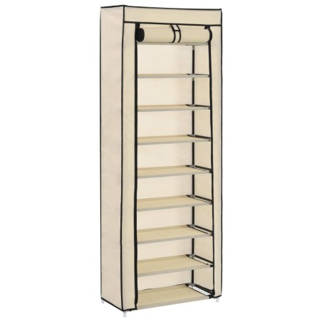 vidaXL Mueble zapatero de tela con funda color crema 57x29x162 cm