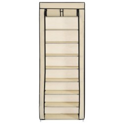 vidaXL Mueble zapatero de tela con funda color crema 57x29x162 cm