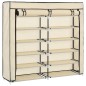 vidaXL Mueble zapatero con funda de tela color crema 115x28x110 cm