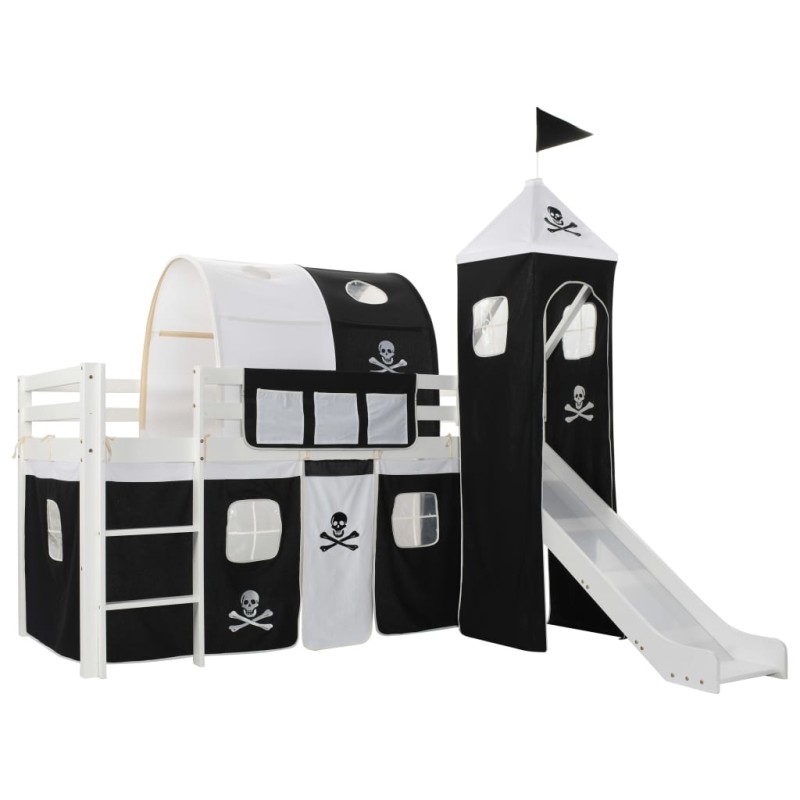 vidaXL Cama alta para niños tobogán y escalera madera pino 97x208 cm vidaXL Cama alta para niños tobogán y escalera madera pino 97x208 cm