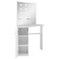 vidaXL Tocador de esquina mesa de maquillaje con luz LED blanca vidaXL Tocador de esquina mesa de maquillaje con luz LED blanca
