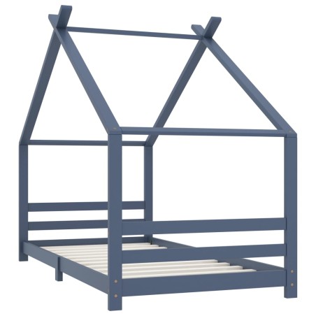 vidaXL Estructura de cama infantil madera maciza pino gris 90x200 cm