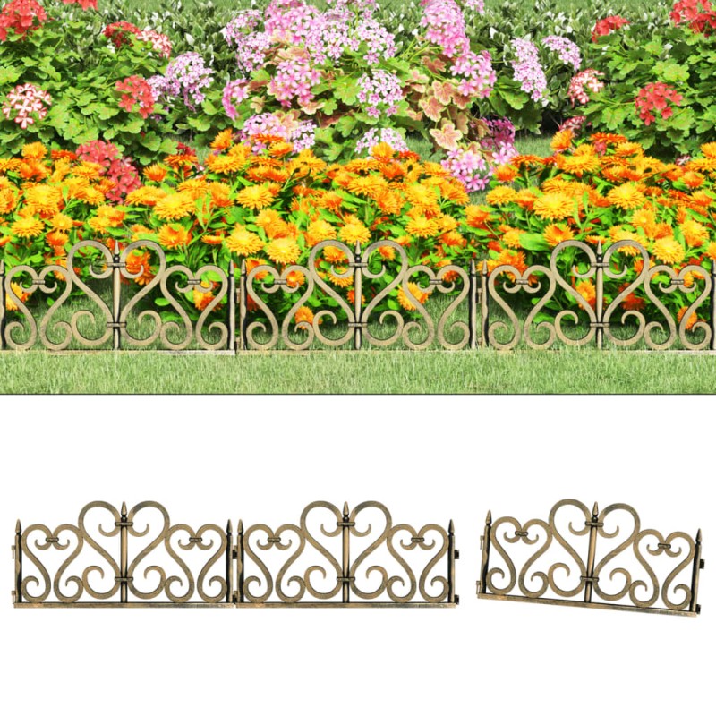 vidaXL Borduras de jardín 17 unidades PP dorado 10 m vidaXL Borduras de jardín 17 unidades PP dorado 10 m