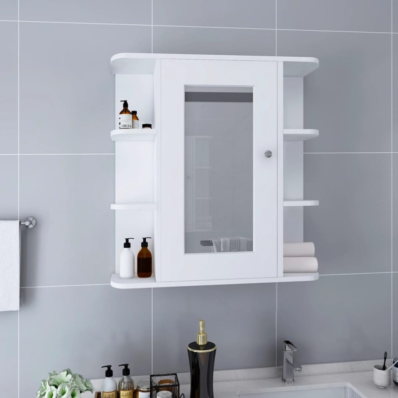vidaXL Armario de baño con espejo blanco 66x17x63 cm MDF vidaXL Armario de baño con espejo blanco 66x17x63 cm MDF
