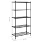vidaXL Estante de almacenamiento 5 niveles negro 90x35x180 cm 250 kg