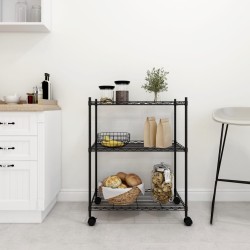 vidaXL Estantería de 3 niveles con ruedas negro 60x35x81 cm 150 kg