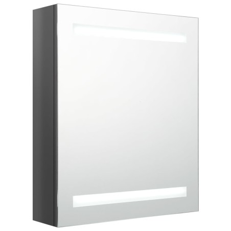 vidaXL Armario de baño con espejo LED gris brillante 50x14x60 cm