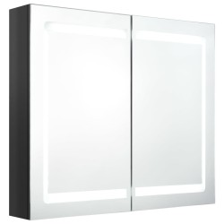 vidaXL Armario de baño con espejo LED negro brillante 80x12x68 cm